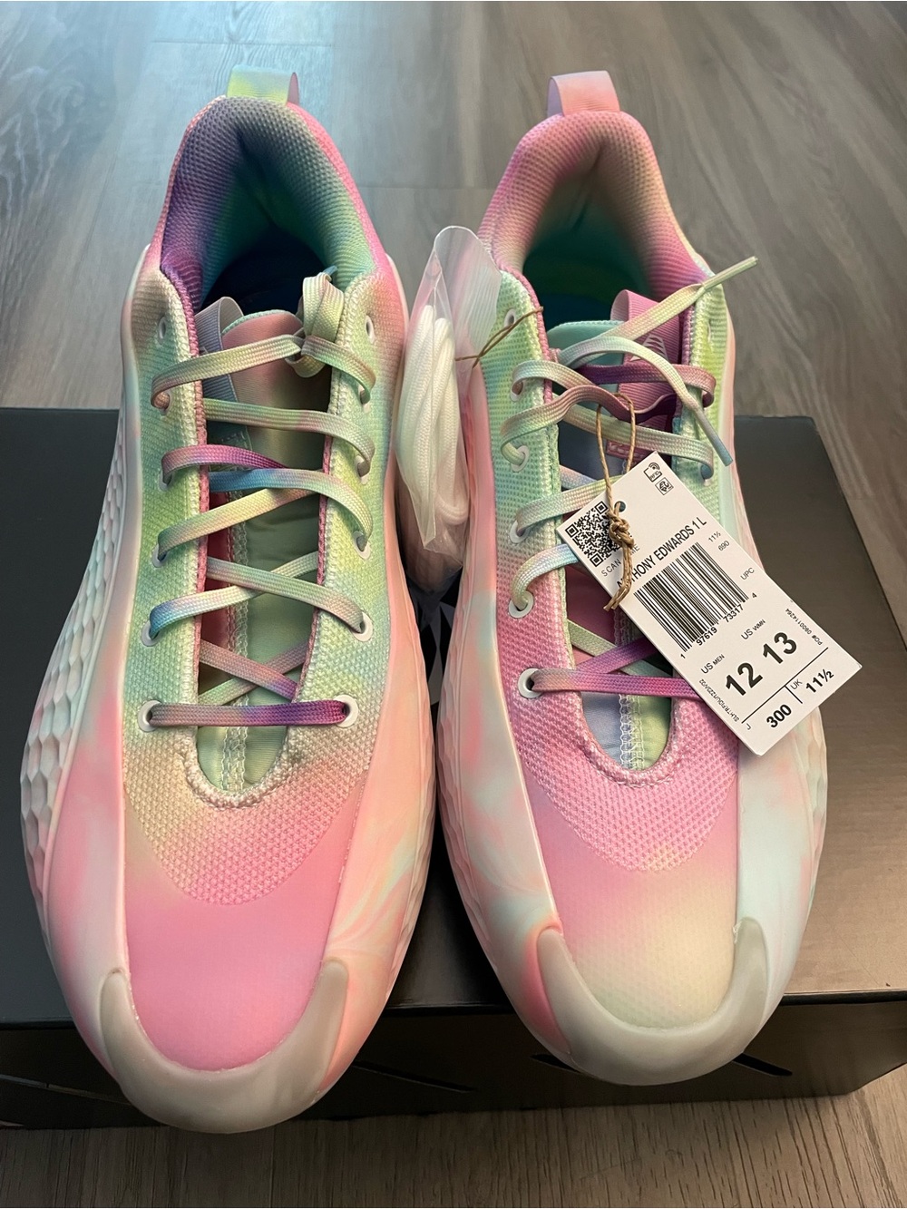 New Men’s Adidas Anthony Edwards 1 — AE1 — Pink Multi-Color — Size 12